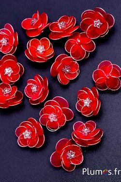 Textilblume - diam. 2 cm - rot